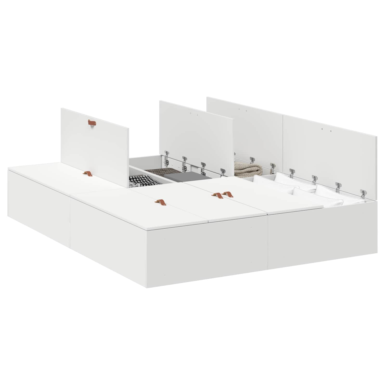 VidaXL Opbergbedframe Met Opslag Wit 160 X 200 Cm Bewerkt Hout