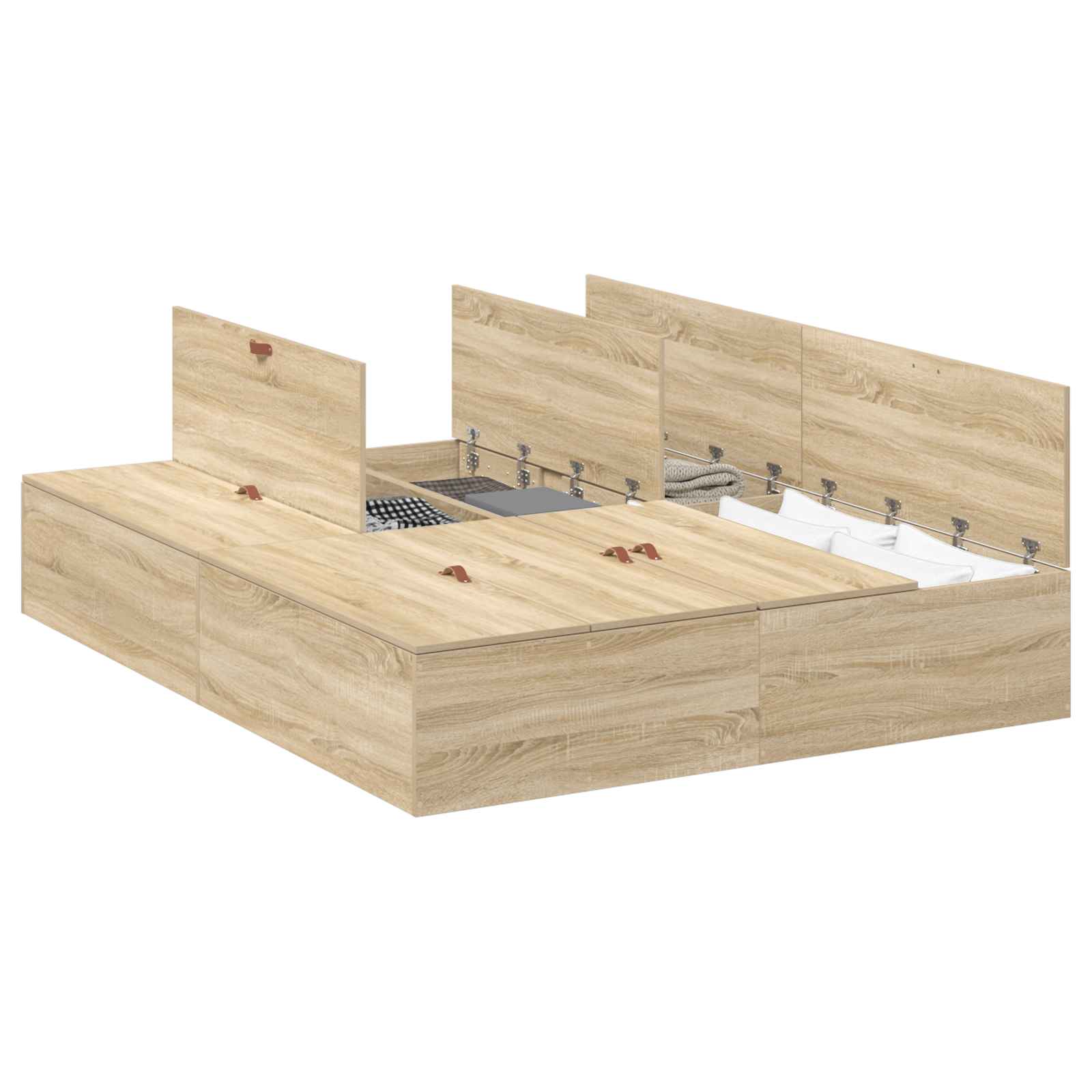 VidaXL Opbergbedframe Met Opslag Sonoma Eik 160 X 200 Cm Bewerkt Hout