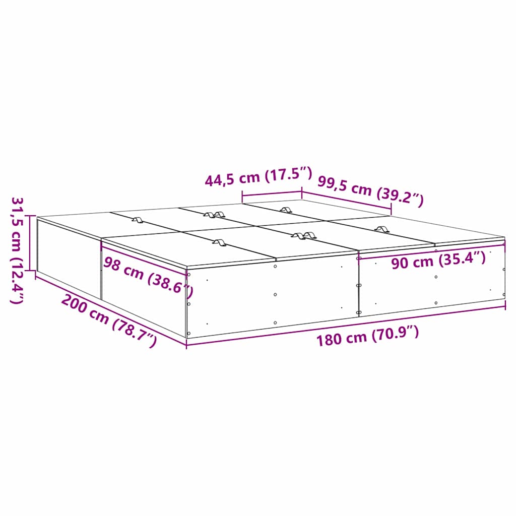 Rám postele s úložným prostorem s úložištěm Bílá 180 x 200 cm - obrázek 14