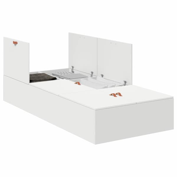 vidaXL Voodi hoiukohaga raam ladustamisega Valge 90 x 190 cm Tehispuit