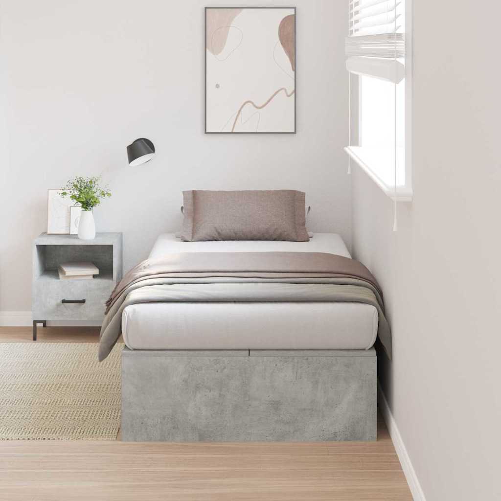 vidaXL Bettgestell mit Stauraum Beton Grau 90 x 190 cm
