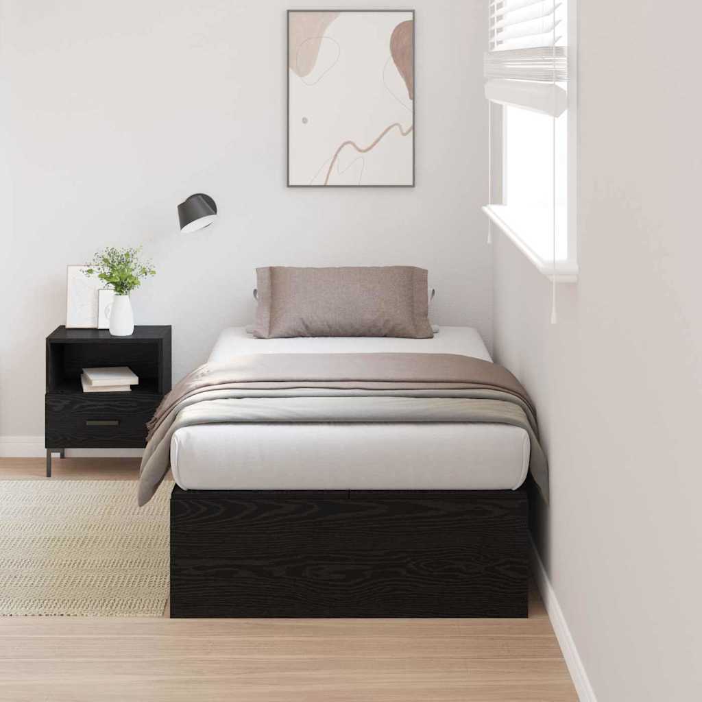 vidaXL Pat cu depozitare , stejar negru, 75x190 cm, din lemn prelucrat.