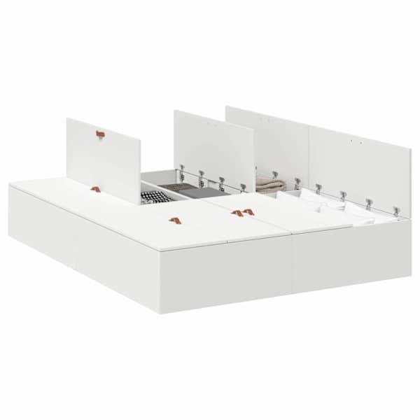 vidaXL Voodi hoiukohaga raam uksega Valge 135 x 190 cm Tehispuit