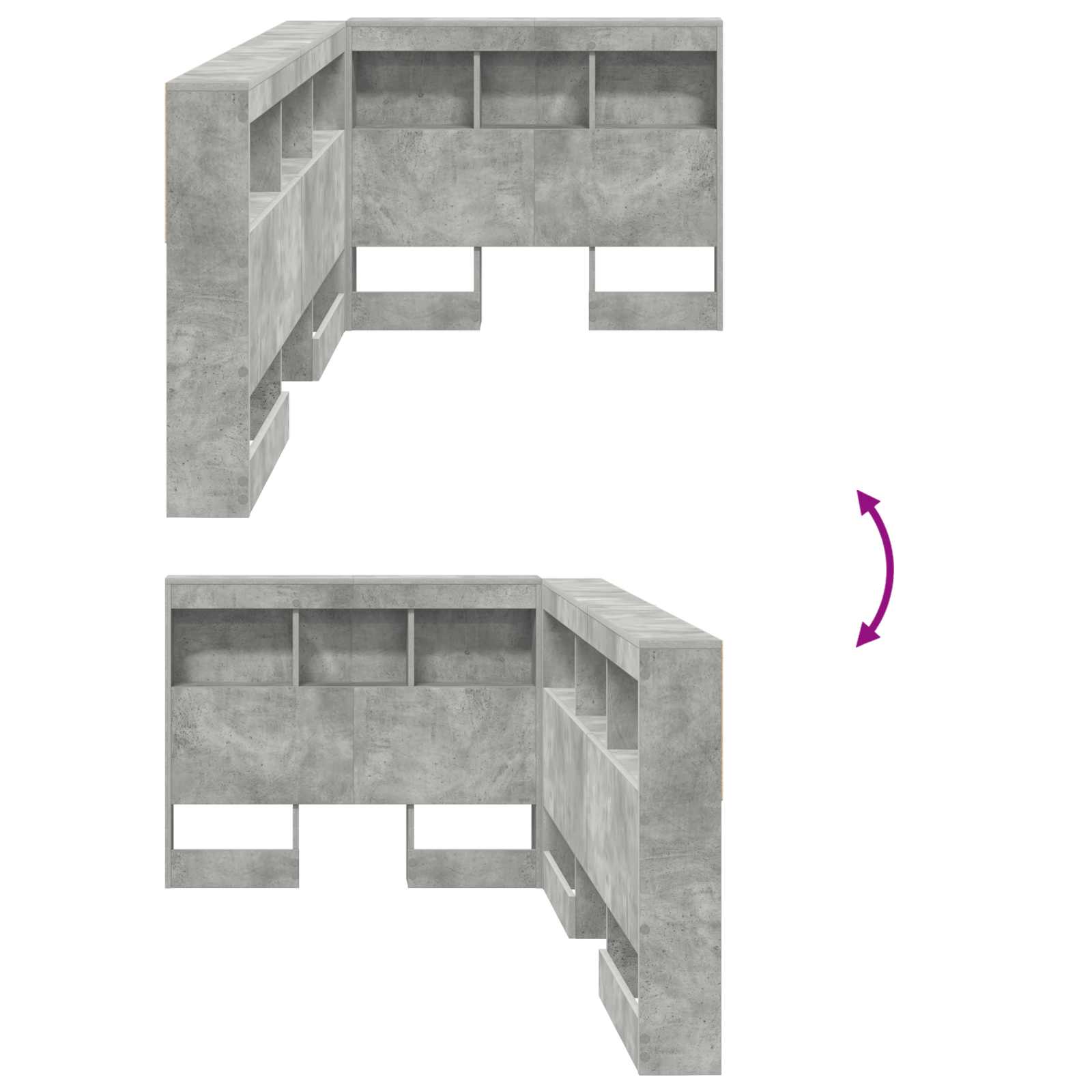 Säilytyspääty hyllyllä Betoni Harmaa 100 cm Tekninen puu - Image 9