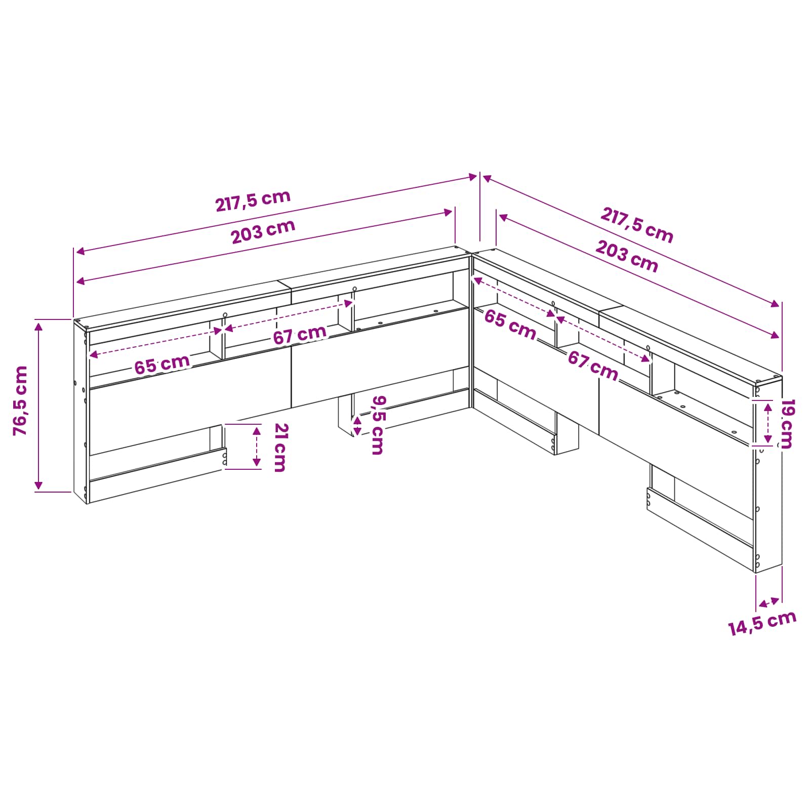 Storage Headboard size guide