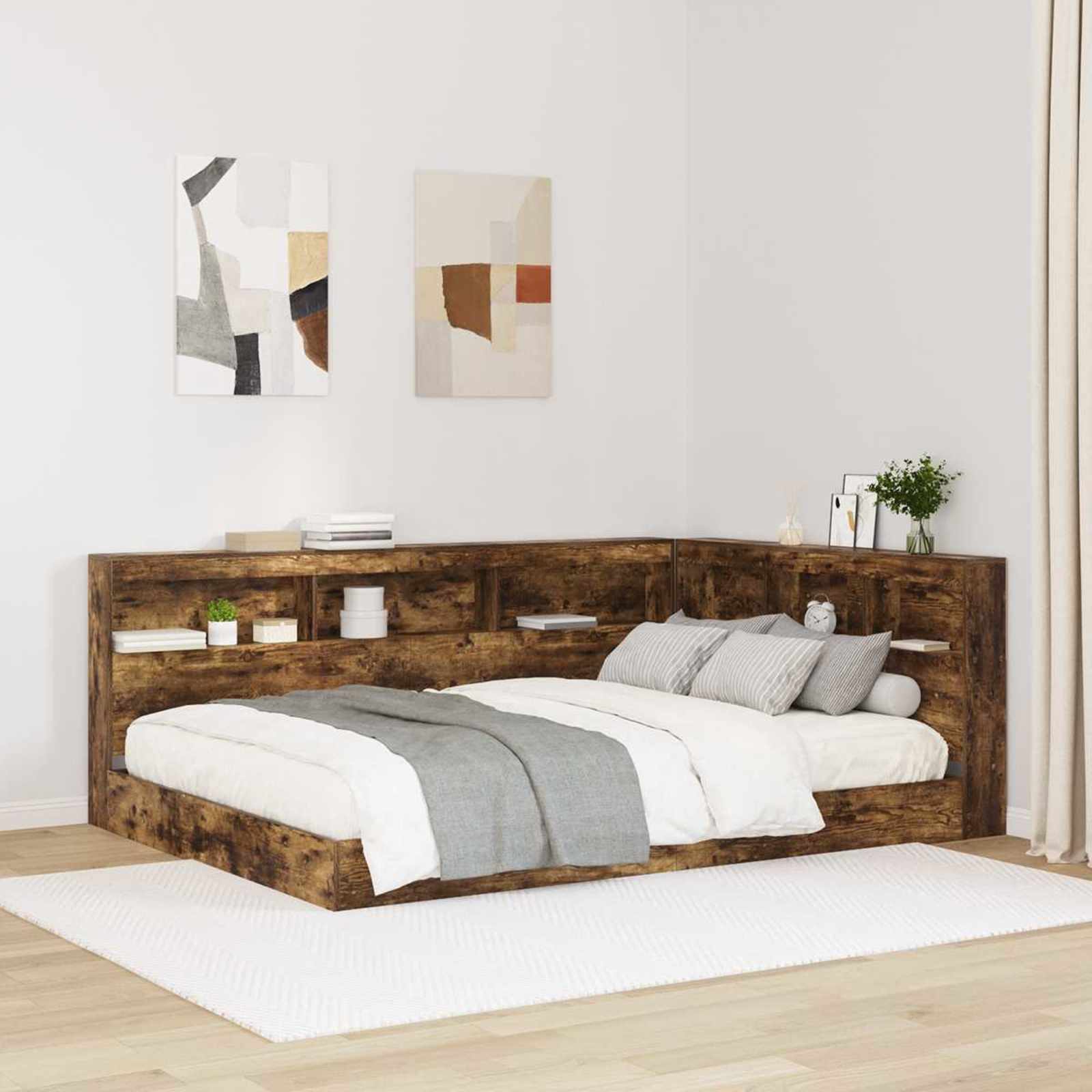 vidaXL Tăblie de depozitare Stejar fumuriu 140 cm Lemn compozit