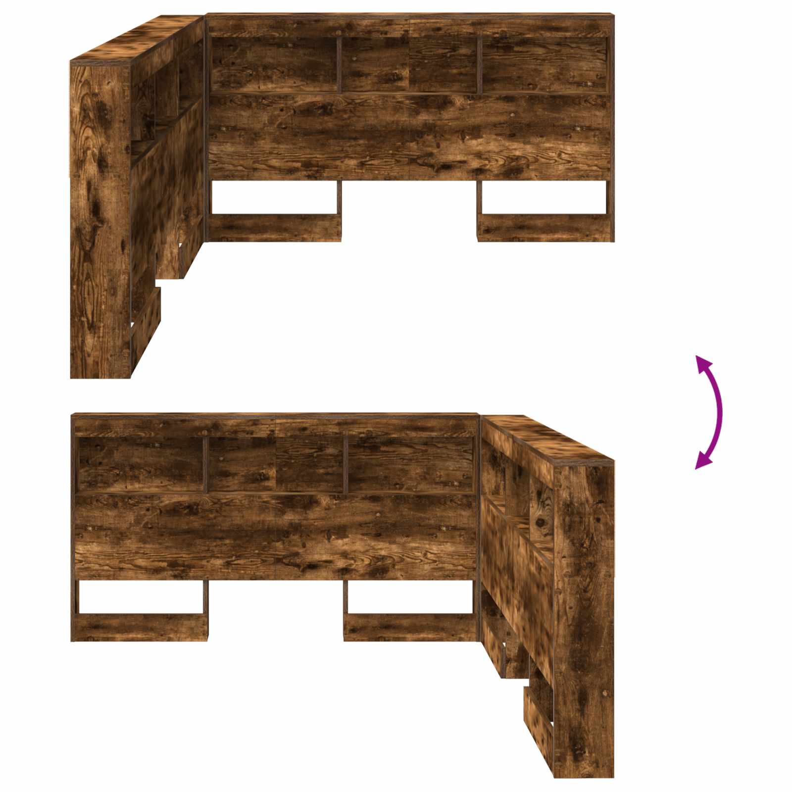 Säilytyspääty hyllyllä päätyllä Savupähkinä 140 cm Tekninen puu - Image 9