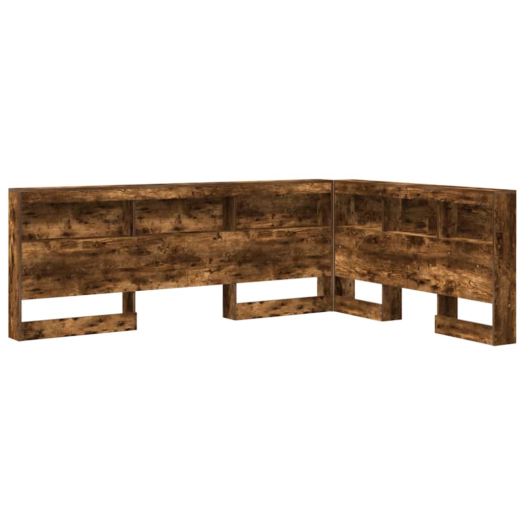 Storage Headboard with Shelf Smoked oak 160 cm Engineered wood - Image 2
