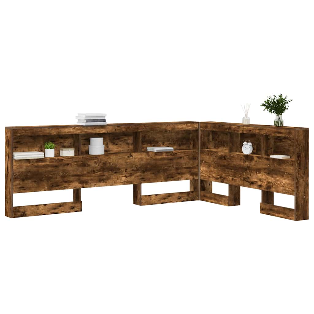Storage Headboard with Shelf Smoked oak 160 cm Engineered wood - Image 3