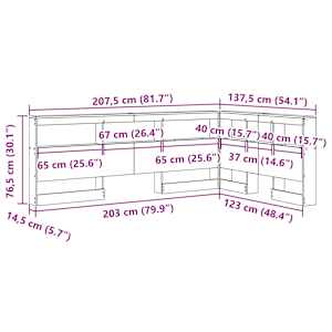 Úložné čelo postele s čelo Staré dřevo 207,5 x 137,5 x 76,5 cm - obrázek 12