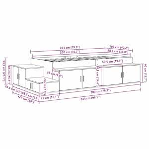Rám postele s úložným prostorem s úložištěm Sonoma dub 100 cm - obrázek 14
