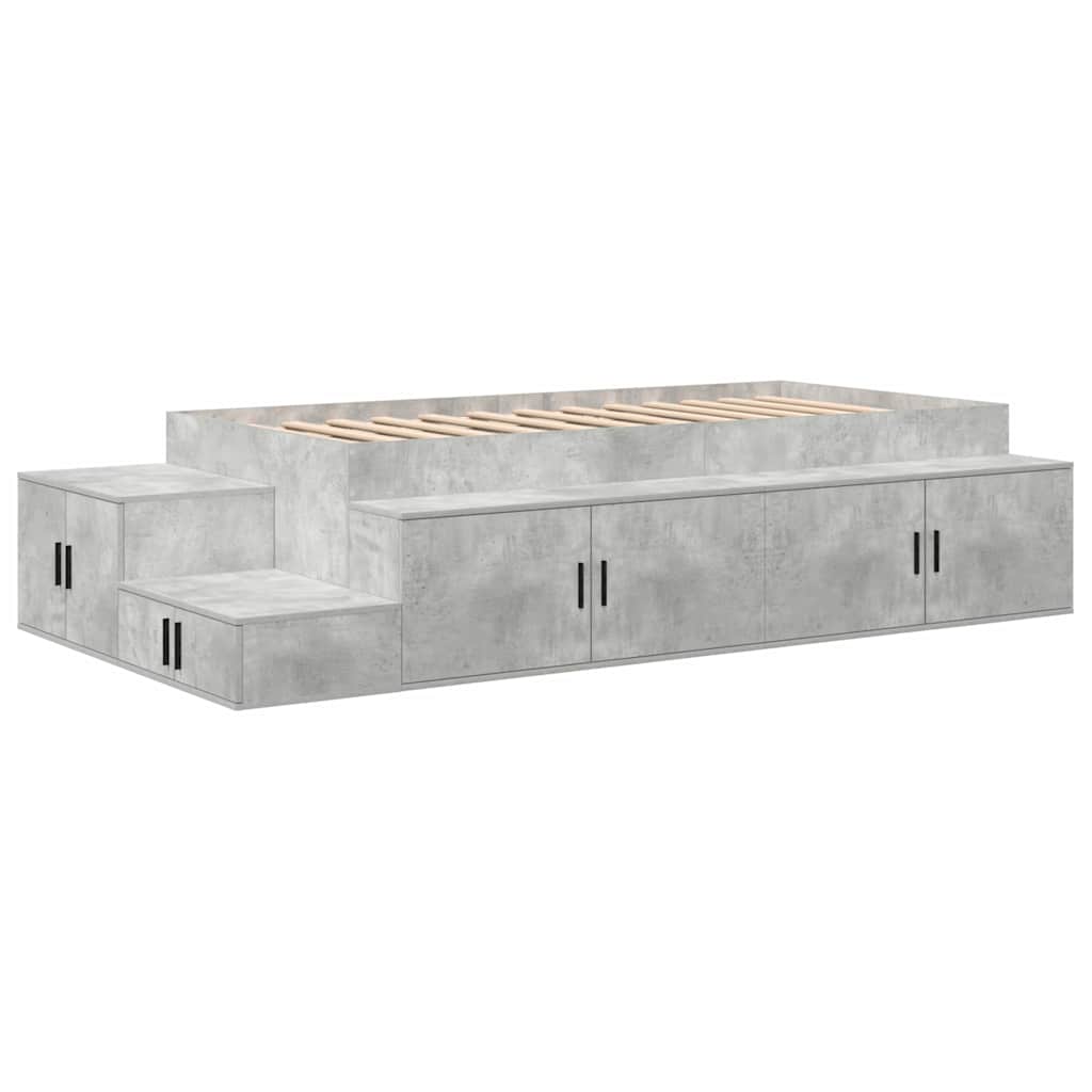 Storage Bed Frame with Drawer Concrete Grey 244 x 118 x 53.5 cm - Image 2