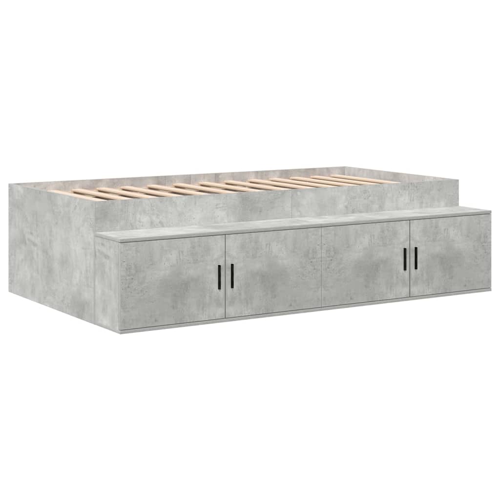 Storage Bed Frame with Drawer Concrete Grey 244 x 118 x 53.5 cm - Image 6