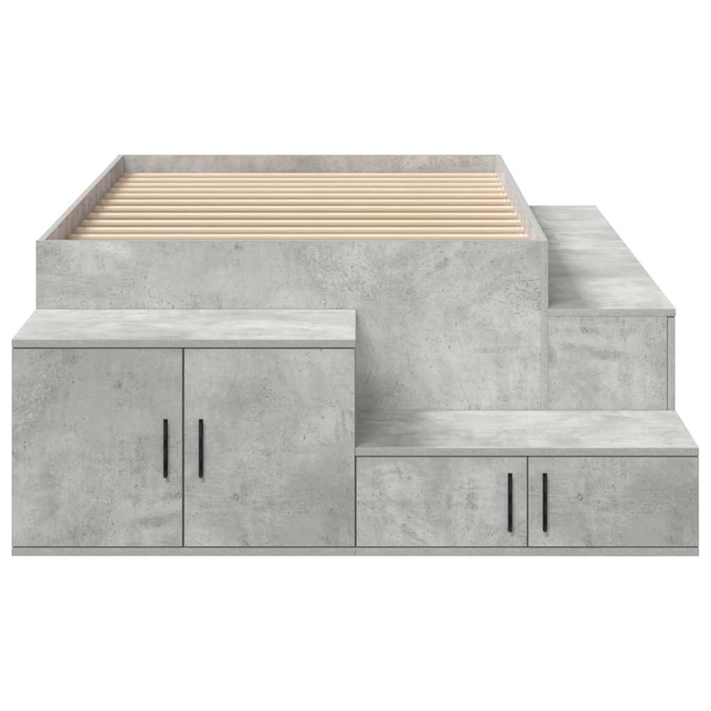 Storage Bed Frame with Drawer Concrete Grey 244 x 118 x 53.5 cm - Image 8