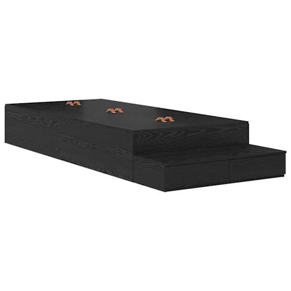 vidaXL Voodi hoiukohaga raam sahtliga uksega Must tamm 80 cm Tehispuit