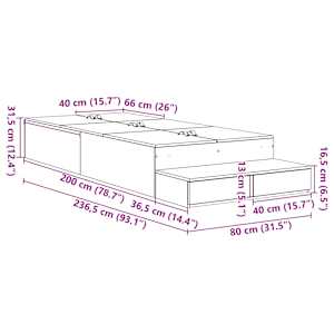 Rám postele s úložným prostorem Artisanový dub 80 cm - obrázek 14
