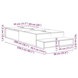 Rám postele s úložným prostorem Bílá 90 cm kompozitní dřevo - obrázek 14