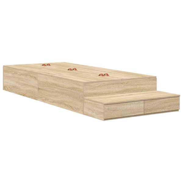 vidaXL Voodi hoiukohaga raam sahtliga Sonoma tamm 100 cm Tehispuit