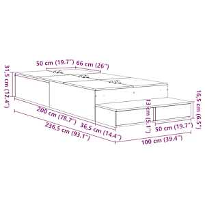 Rám postele s úložným prostorem se zásuvkou Šedá Sonoma 100 cm - obrázek 11