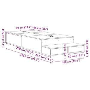 Rám postele s úložným prostorem Artisanový dub 100 cm - obrázek 13