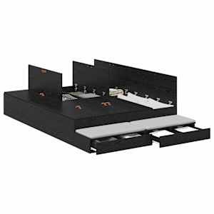 Rám postele s úložným prostorem se zásuvkou Černý dub 140 cm - obrázek 3