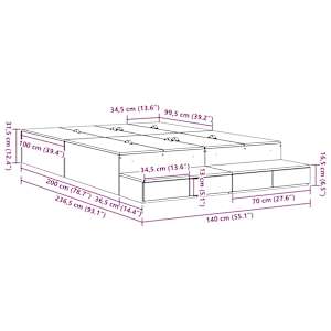 Rám postele s úložným prostorem se zásuvkou Šedá Sonoma 140 cm - obrázek 10