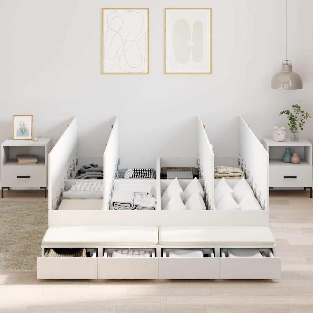 vidaXL Cadru de pat cu depozitare cu sertar Alb 236.5 x 150 x 31.5 cm