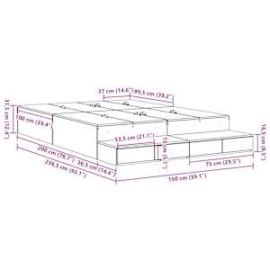 Rám postele s úložným prostorem se zásuvkou Černý dub 150 cm - obrázek 11