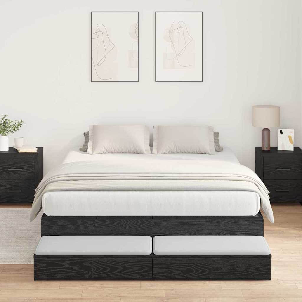 Hoiukohaga Voodi Raam Must Puit 160x200 cm