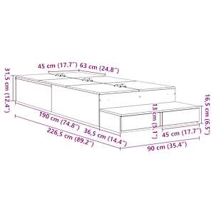 Rám postele s úložným prostorem se zásuvkou Sonoma dub 90 cm - obrázek 15