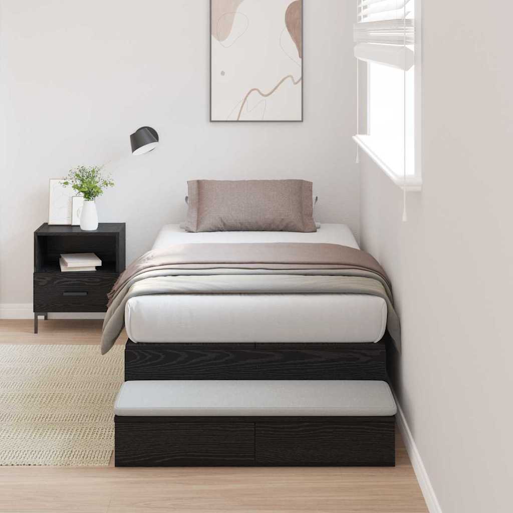 vidaXL Aufbewahrungsbettgestell Schwarz Eiche 75x190 cm