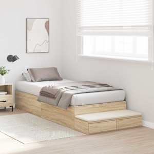 Rám postele s úložným prostorem se zásuvkou Sonoma dub 75 cm - obrázek 5