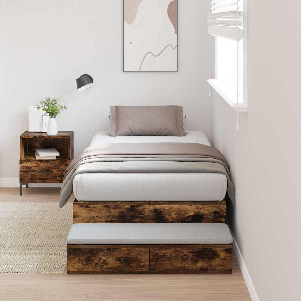 Hoiuruumi Voodi Raam Suitsetatud Tamme 75x190 cm