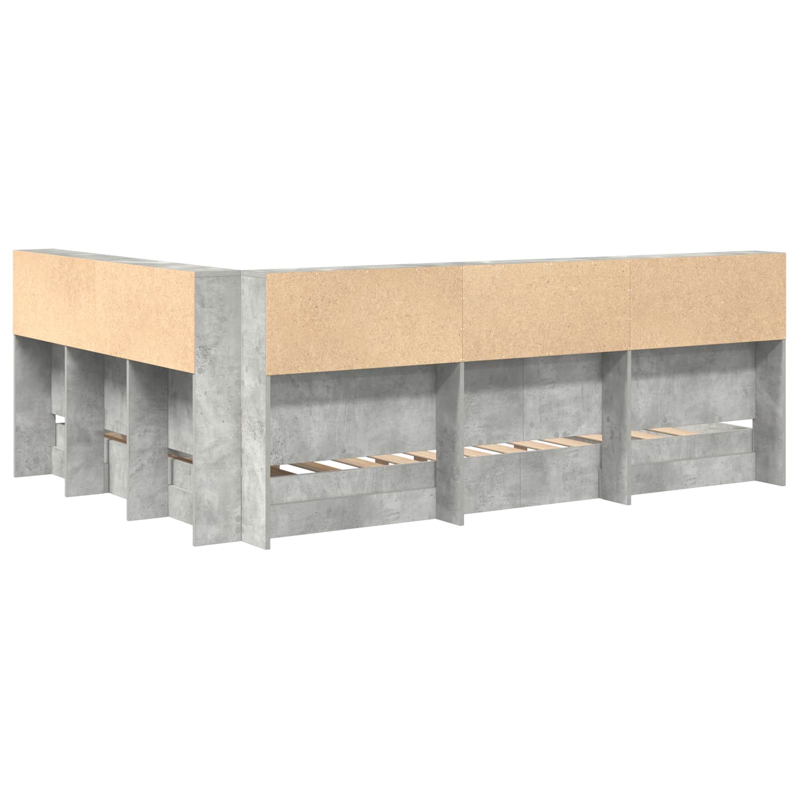 Kirjahylly Sänky Betoninharmaa 160 x 200 cm Tekninen puu - Image 6