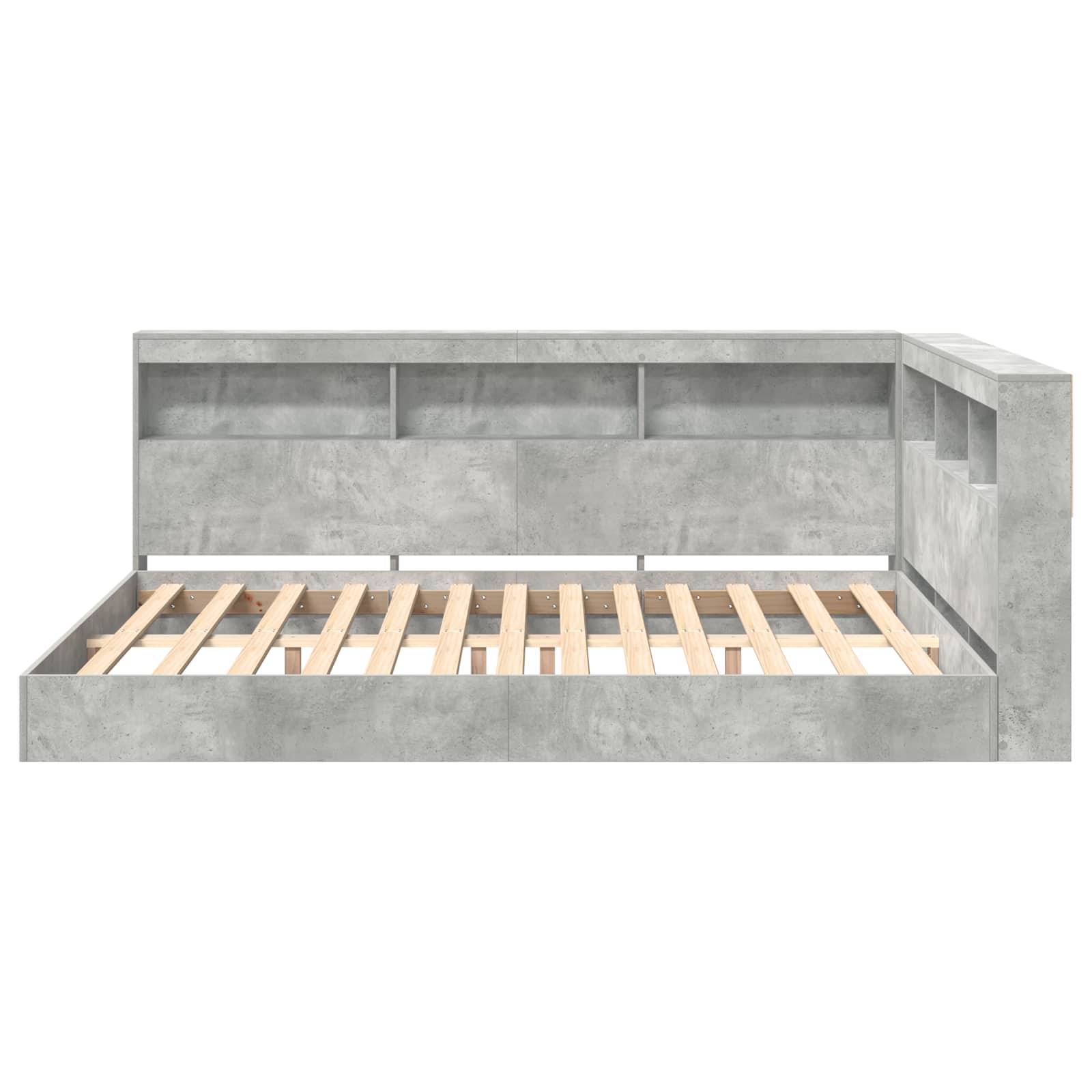 Kirjahylly Sänky Betoninharmaa 160 x 200 cm Tekninen puu - Image 4