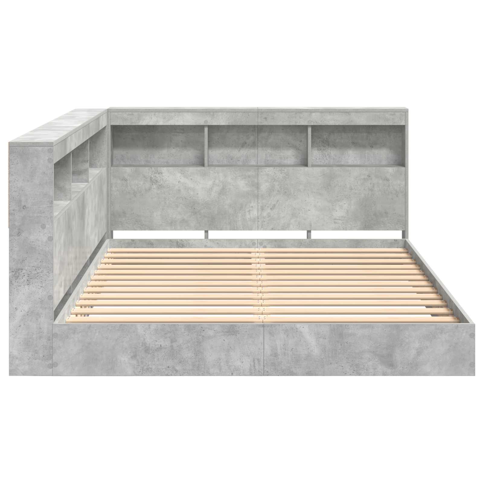 Kirjahylly Sänky Betoninharmaa 160 x 200 cm Tekninen puu - Image 5