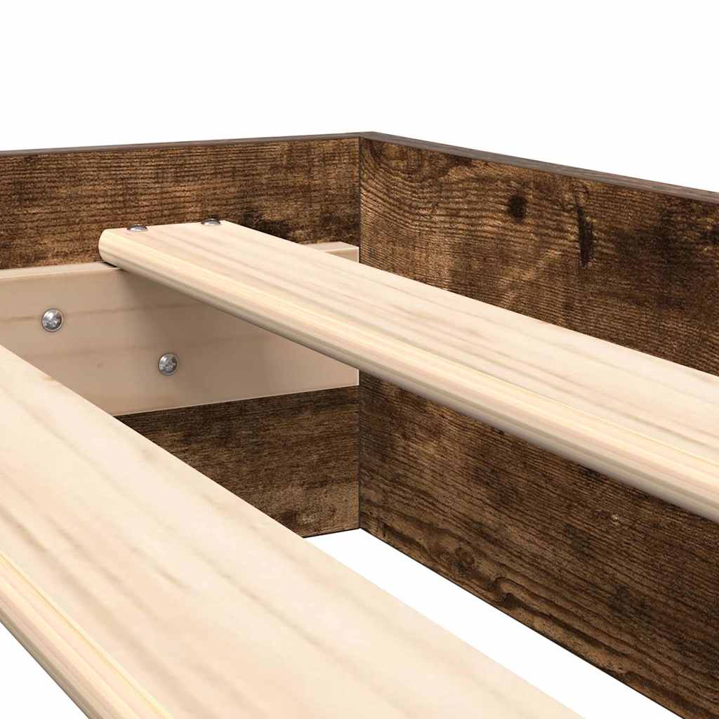Bookcase Bed Smoked oak 160 x 200 cm Engineered wood - Image 10