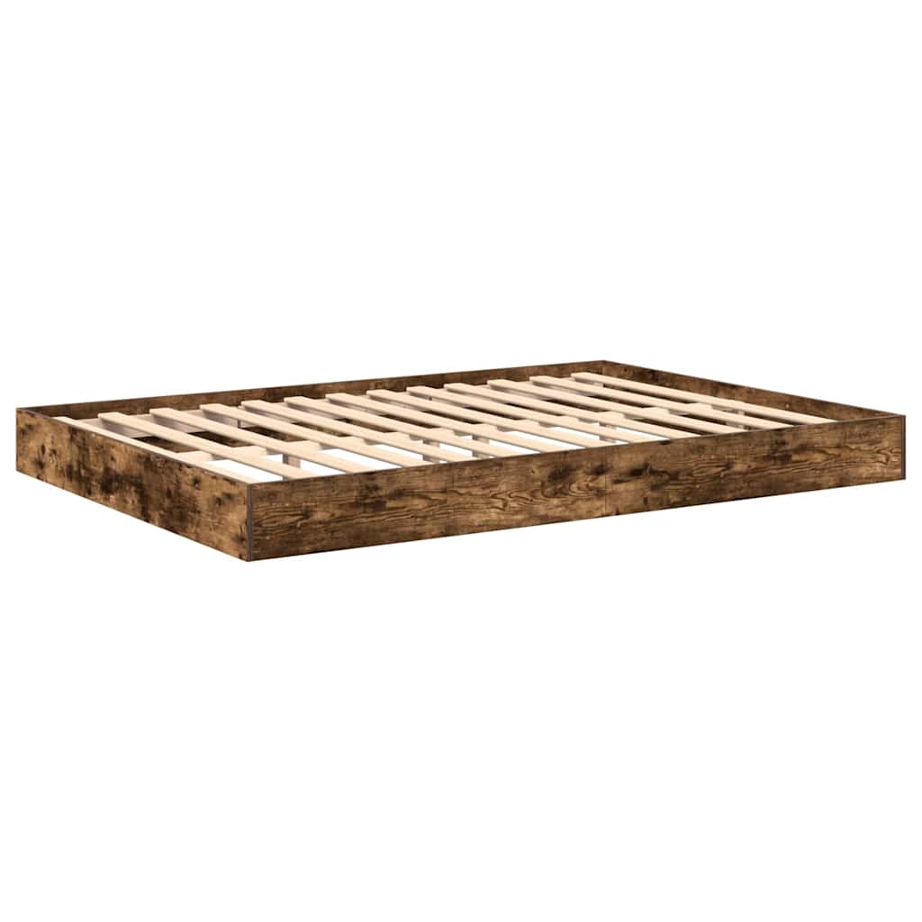 Bookcase Bed Smoked oak 160 x 200 cm Engineered wood - Image 4