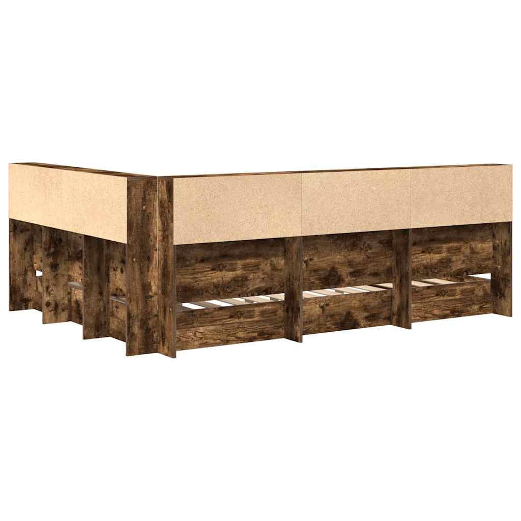 Bookcase Bed Smoked oak 160 x 200 cm Engineered wood - Image 8