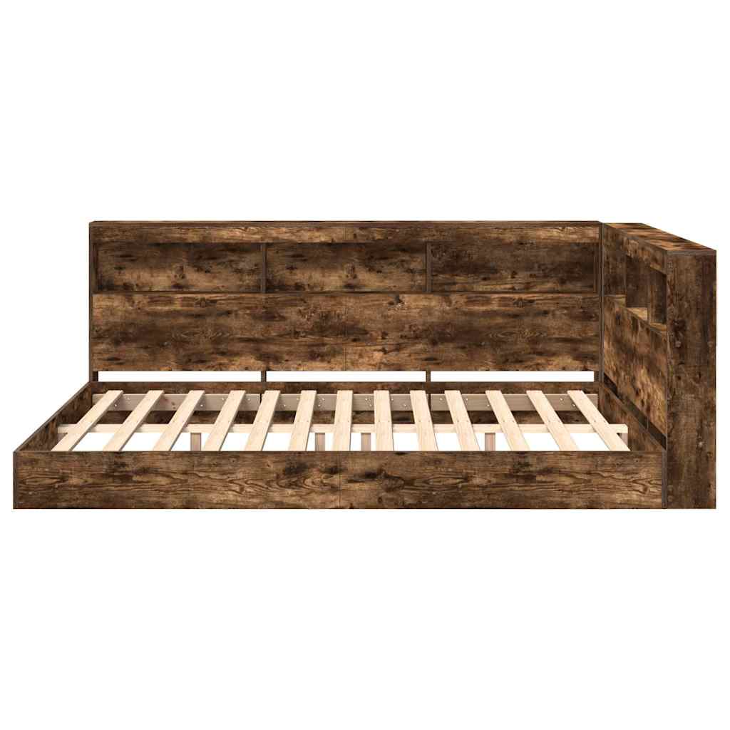 Bookcase Bed Smoked oak 160 x 200 cm Engineered wood - Image 6