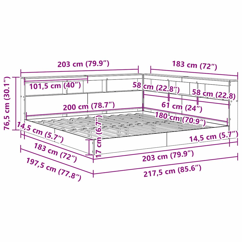 Polica postelja sonoma hrast 180 x 200 cm Konstruiran les - slika 13