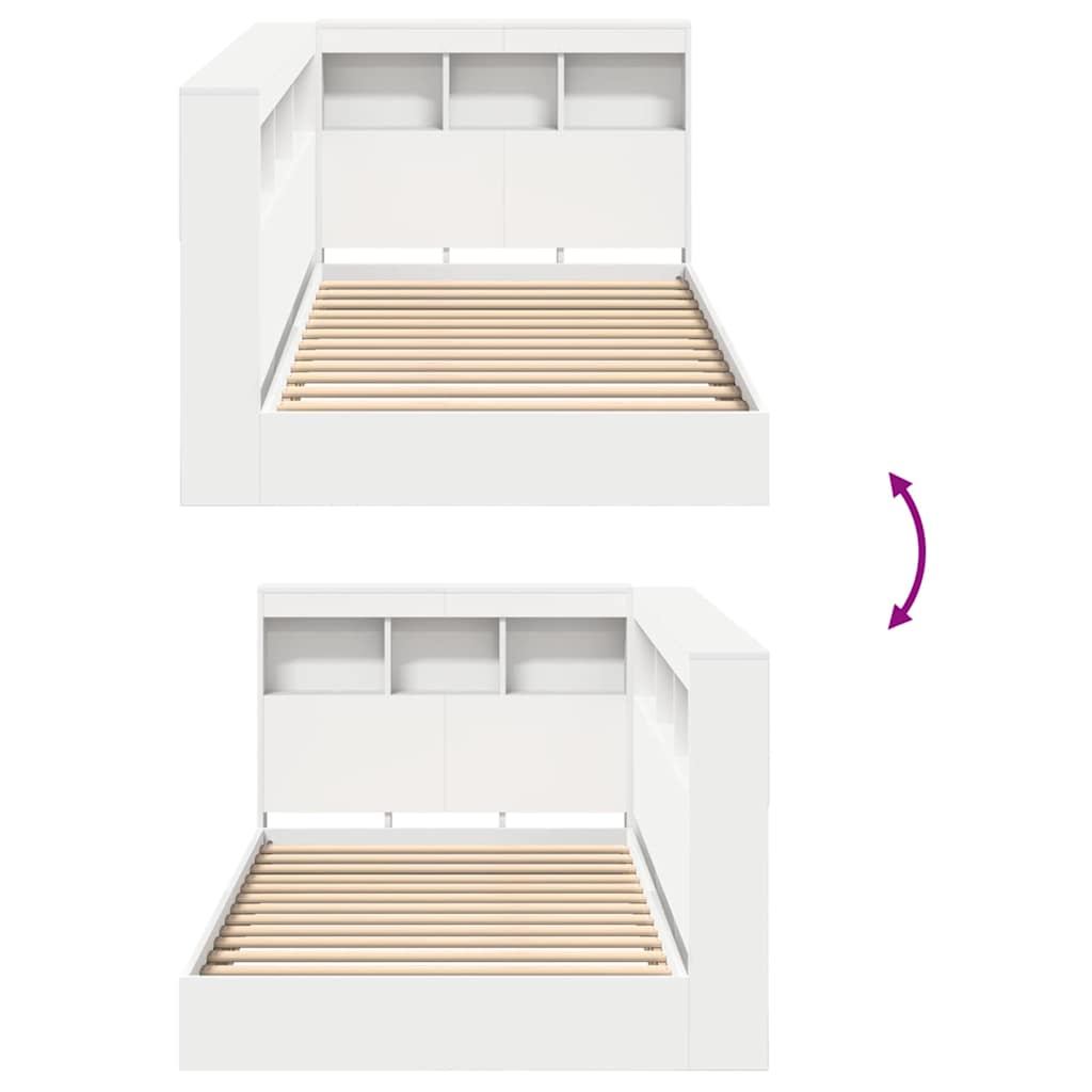 Könyvespolcos Ágy fejtámlával Fehér 75 x 190 cm Faanyag 