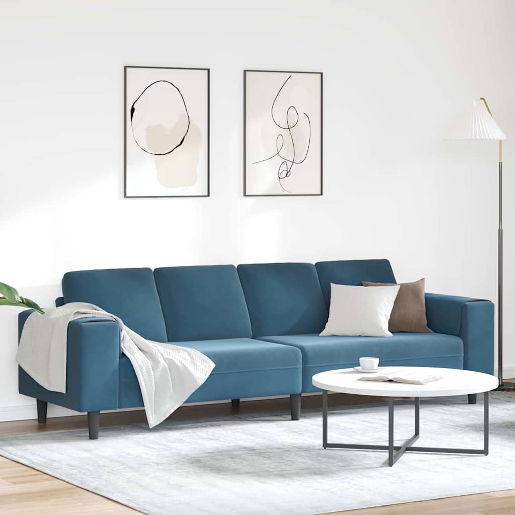 Sofa Sæt Blå Fløjl