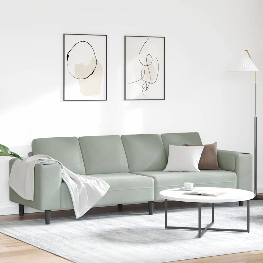 Sofa Sæt Lysegrå Fløjl