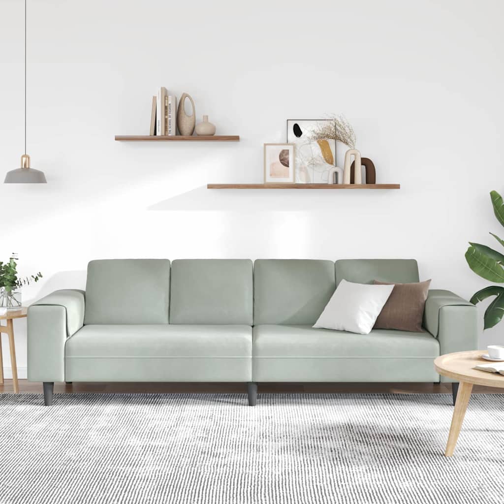 vidaXL Bankstel Lichtgrijs Fluweel