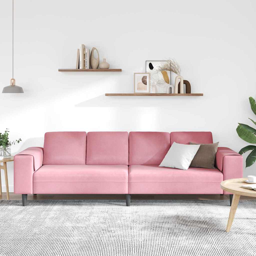 vidaXL Bankstel Roze Fluweel