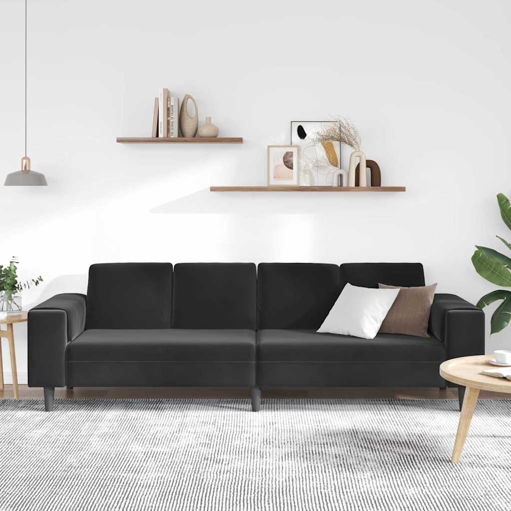 vidaXL Bankstel Zwart Fluweel