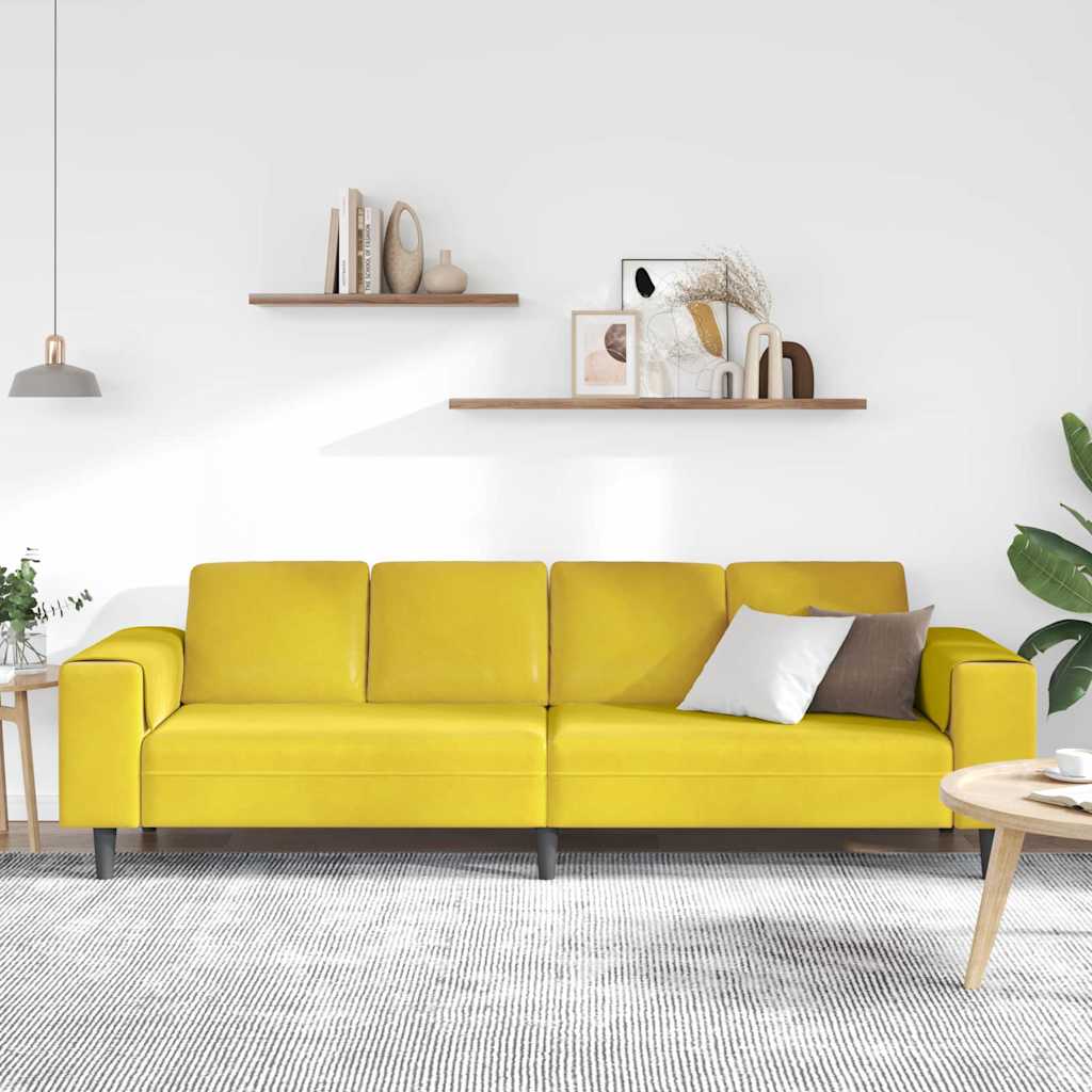 vidaXL Bankstel Geel Fluweel