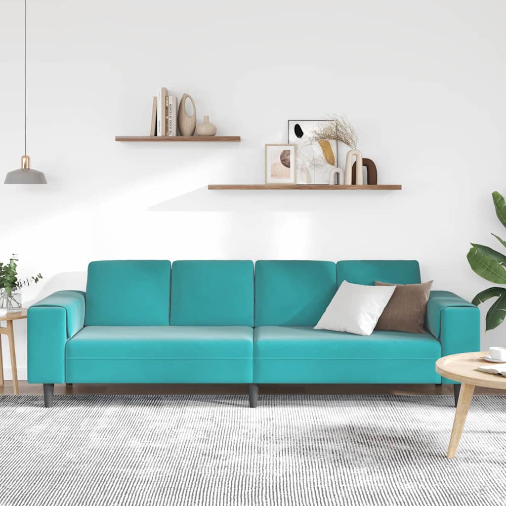 vidaXL Bankstel Turquoise Fluweel