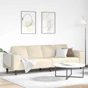 Kavč krema 250 x 77 x 76 cm Žametna tkanina